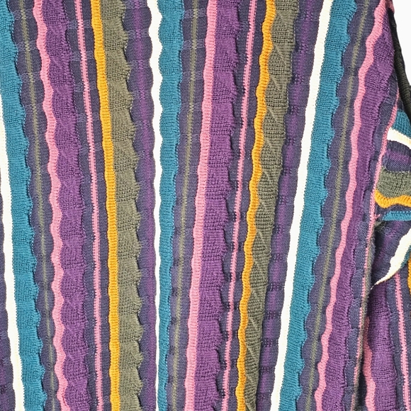 Y2K Structure 3D Multi-Colored Striped Crew Neck Cotton Size Mens L - Picture 3 of 10